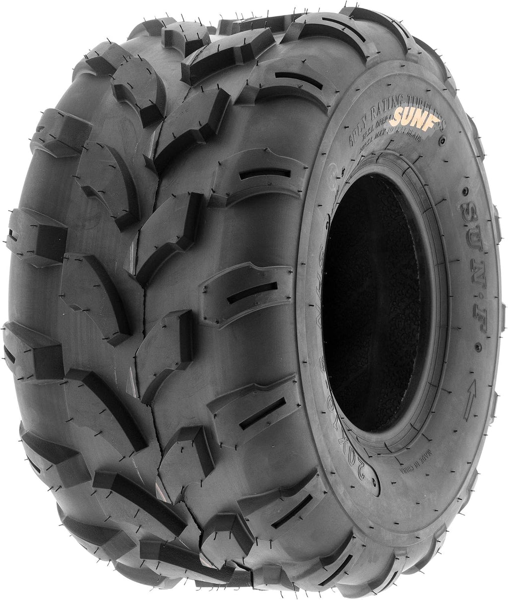 SunF Set of 2 ATV Tires 20x10.00-8, 20x10x8 Lawn Mower Off-Road Tires 6 Ply Directional Knobby Tread-A003