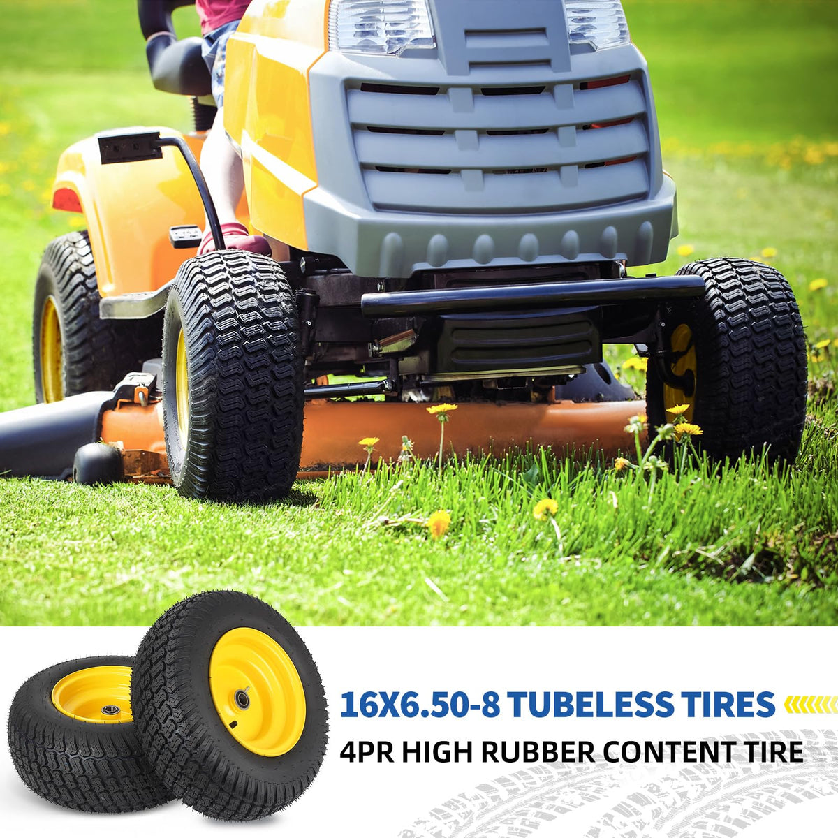 GICOOL 20x10.00-8 Lawn Mower Tire and Wheel, 3/4" Borehole, and 3/16" Keyway, 3.5" Offset Hub, 4 Ply Tubeless Tire, Replacement 20x10-8nhs Riding Lawn Mower and Tractor Rear Tire and Wheel Assemblies