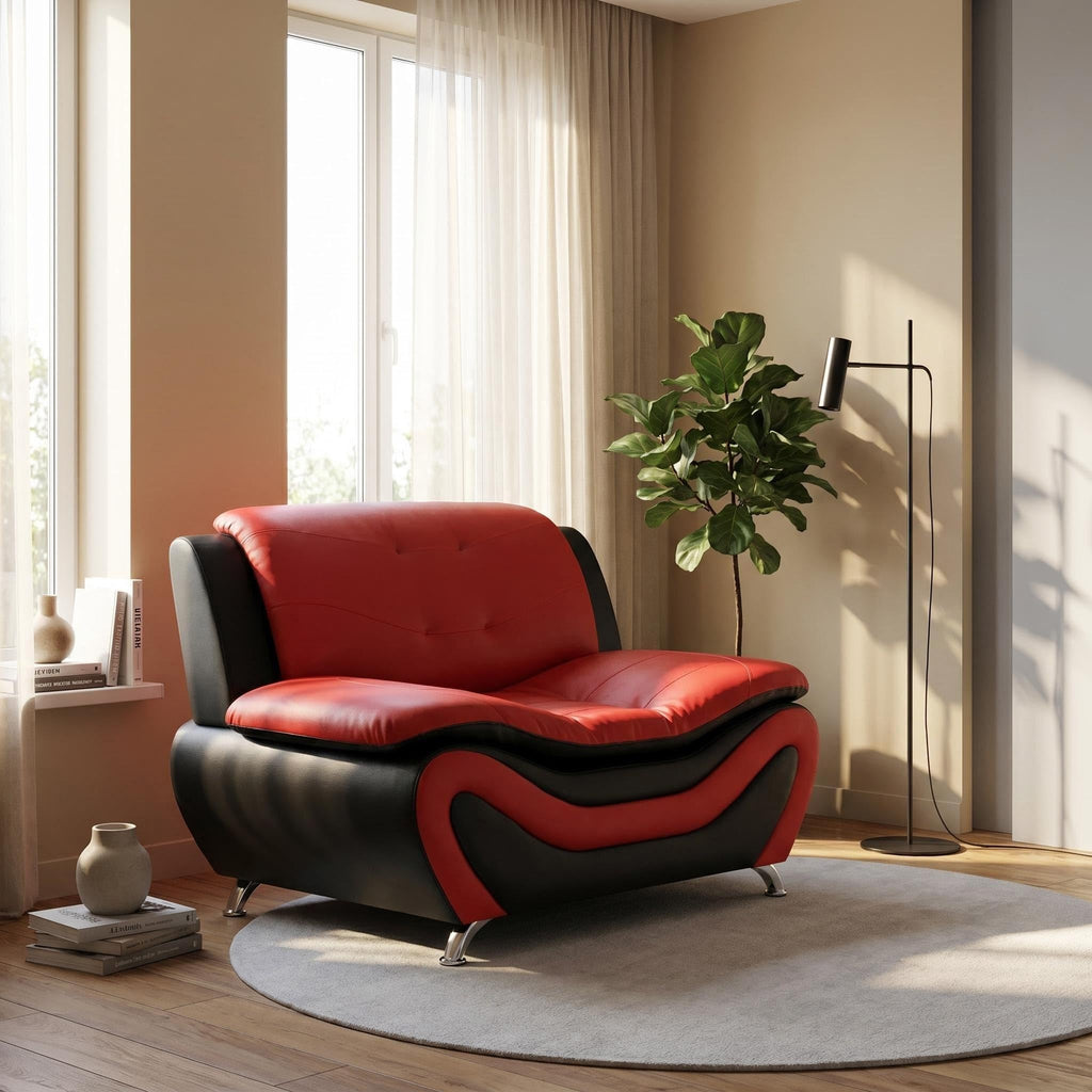 Modern Faux Leather Sofa Set â 3-Piece Living Room Couch with Chrome Legs & Padded Armrests â Includes 1-Seater, 2-Seater & 3-Seater â Contemporary Lounge Furniture for Home & Office (Brown)