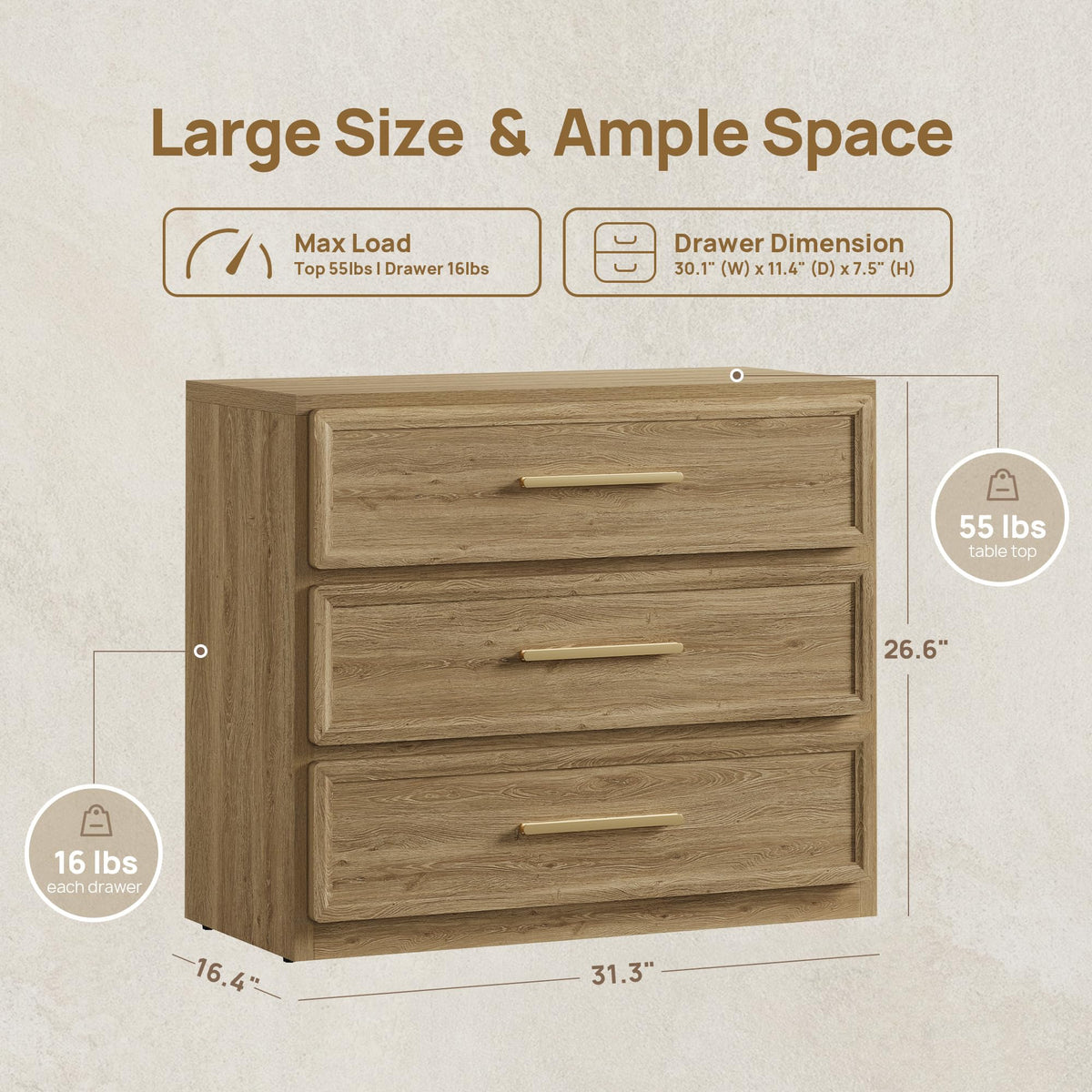SICOTAS Oversized Night Stand Set 2 for Bedroom 31.3" Bedside Table