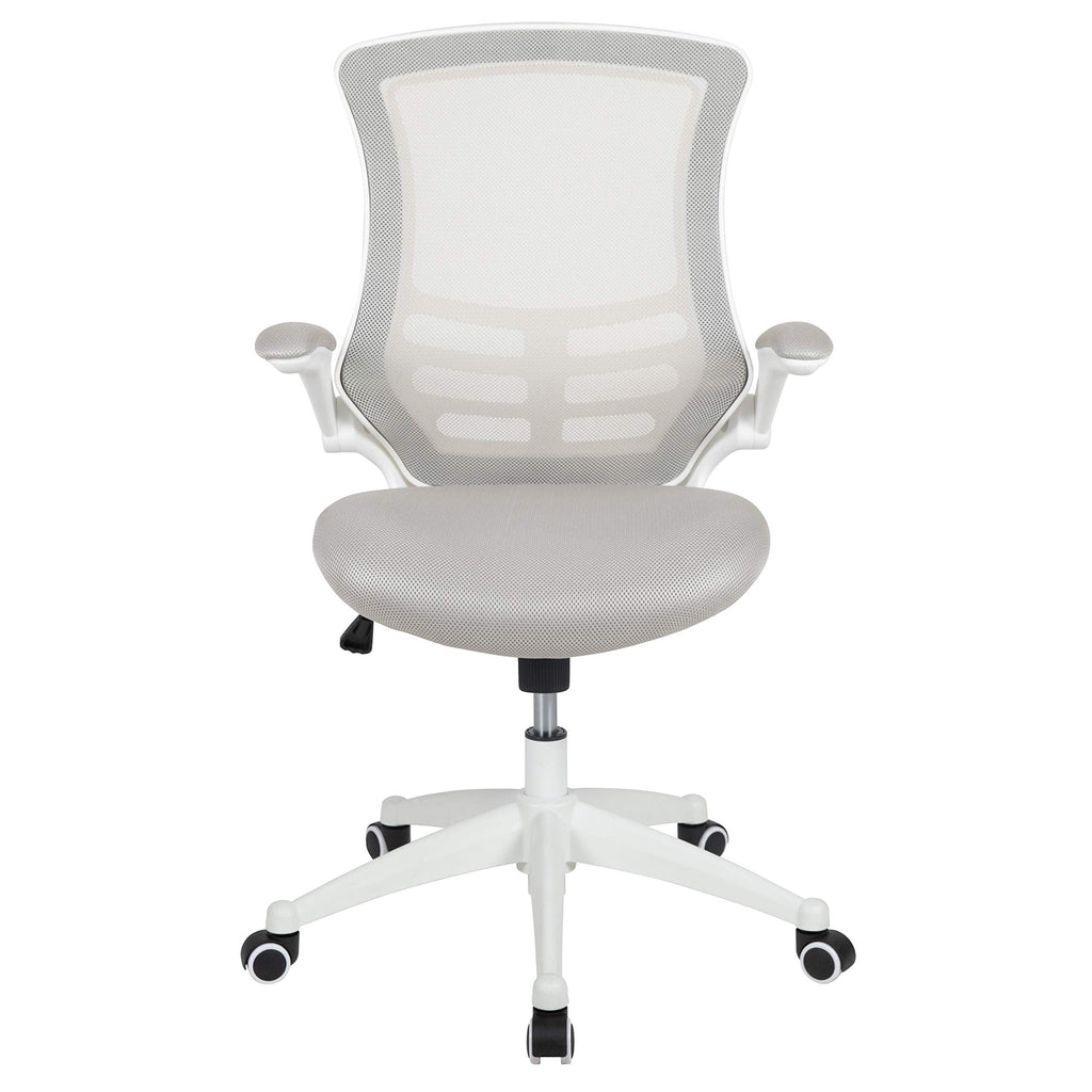 Flash Furniture Set of 4 Mid-Back Swivel Ergonomic Task Office Chairs with Flip-Up Arms, Black Mesh