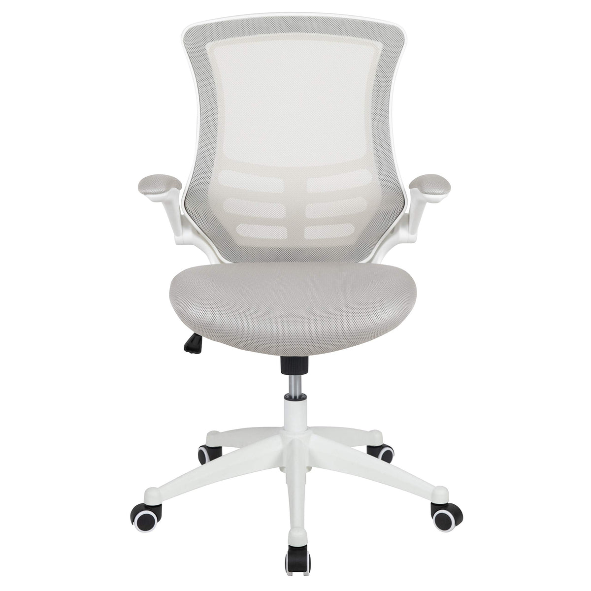 Flash Furniture Set of 4 Mid-Back Swivel Ergonomic Task Office Chairs with Flip-Up Arms, Black Mesh