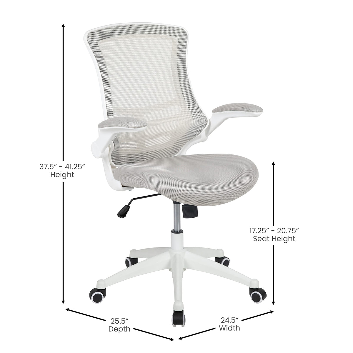 Flash Furniture Set of 4 Mid-Back Swivel Ergonomic Task Office Chairs with Flip-Up Arms, Black Mesh