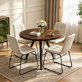 34.6" Round Dining Table Set for 4, Modern Kitchen Coffee Table Set, Walnut
