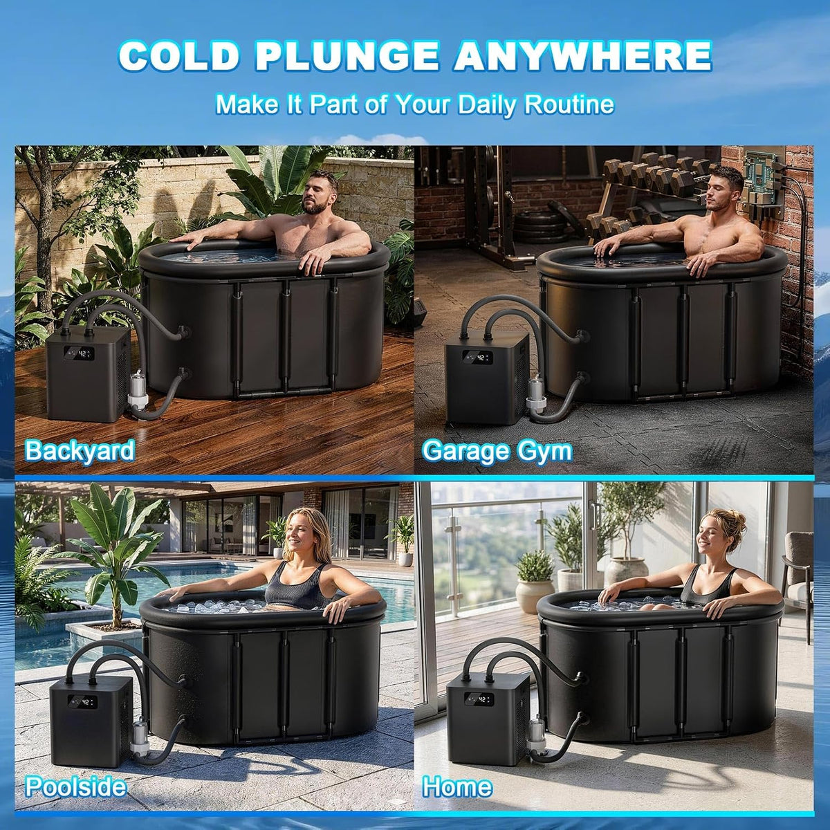 Ice Bath Chiller & 148Gal Cold Plunge Tub Kit for Cold Recovery Therapy