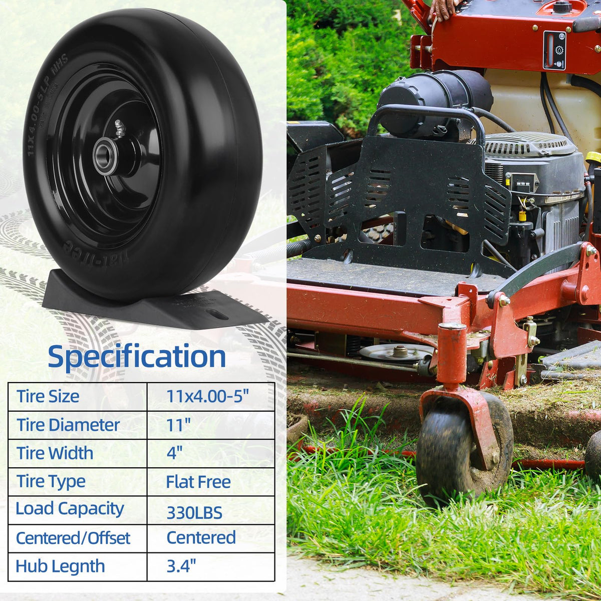 GICOOL 13x6.50-6" Flat-Free Front Tire and Wheel, for Zero-Turn Mower, 2PK
