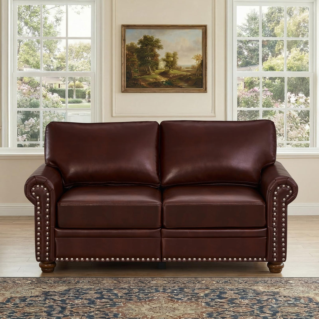 2 Piece Couch Sets for Living Room,Mid Century Modern Couch with Storage Nailhead Trim & Rolled Armrests,Deep Seat Comfy Couch,Furniture Set for Living Room,Bedroom,Office(Navy Blue,Loveseat+3 Seater)
