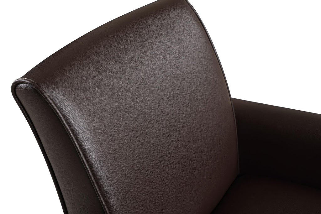 Faux Leather Accent Chair Set of 2, Mid Century Modern Living Room Chair, Upholstered Comfortable PU Leather Armchair for Bedroom, Office or Waiting Areas-Black