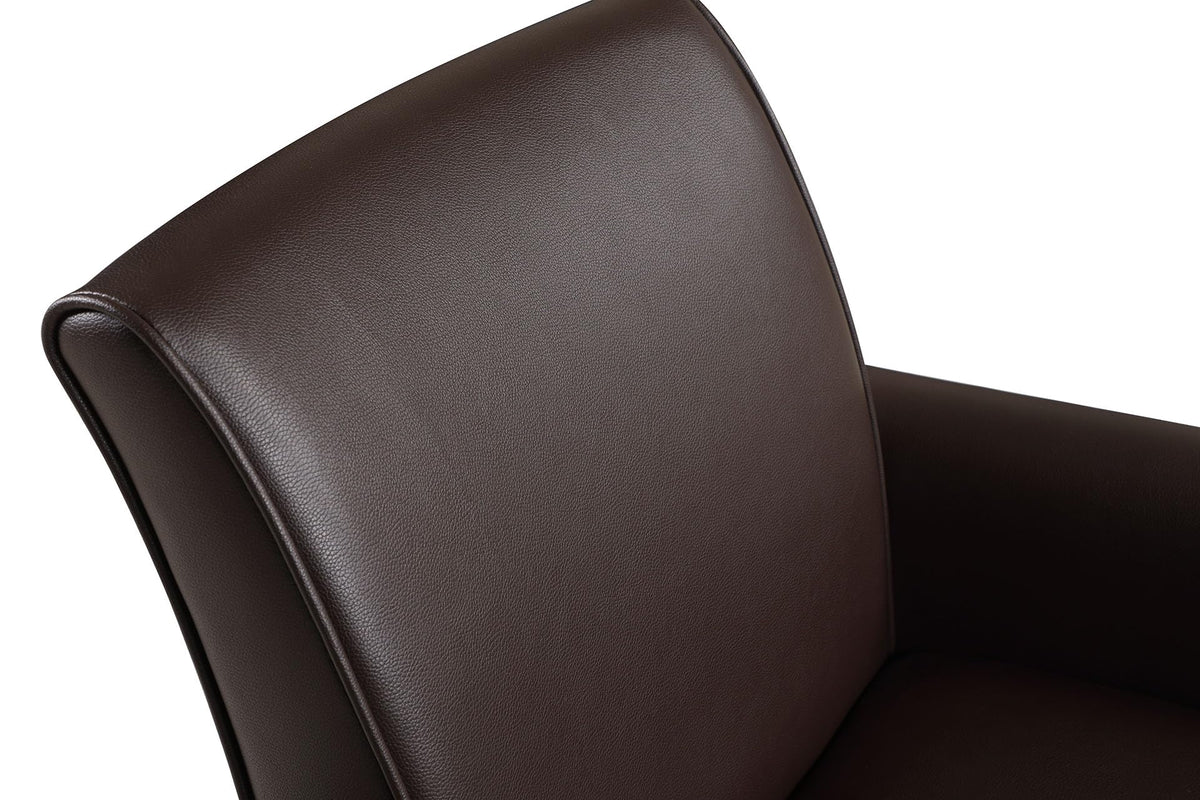 Faux Leather Accent Chair Set of 2, Mid Century Modern Living Room Chair, Upholstered Comfortable PU Leather Armchair for Bedroom, Office or Waiting Areas-Black
