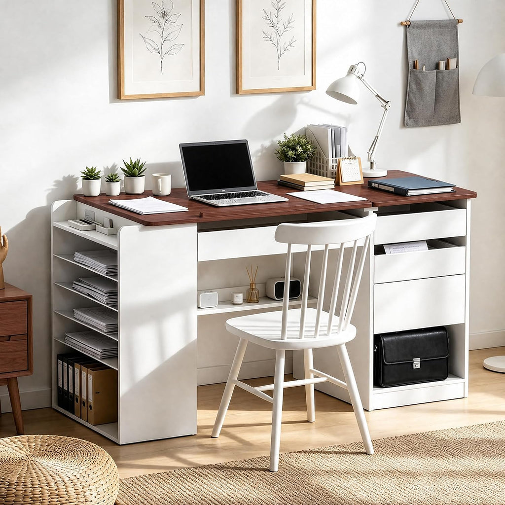 Adjustable Drafting Table with Storage & Removable Shelves