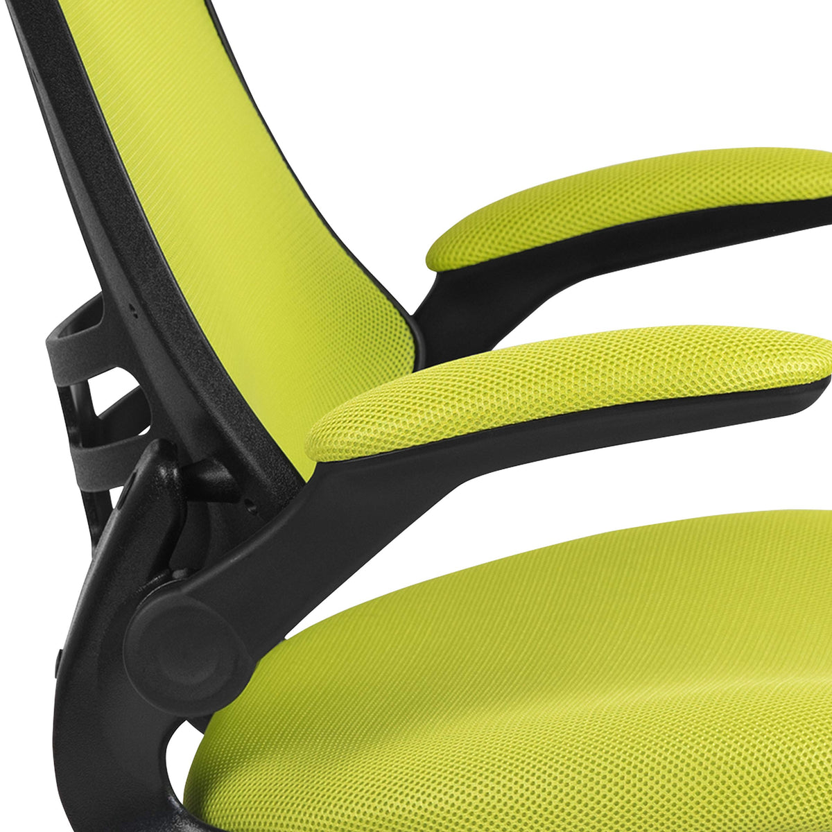 Flash Furniture Set of 4 Mid-Back Swivel Ergonomic Task Office Chairs with Flip-Up Arms, Black Mesh