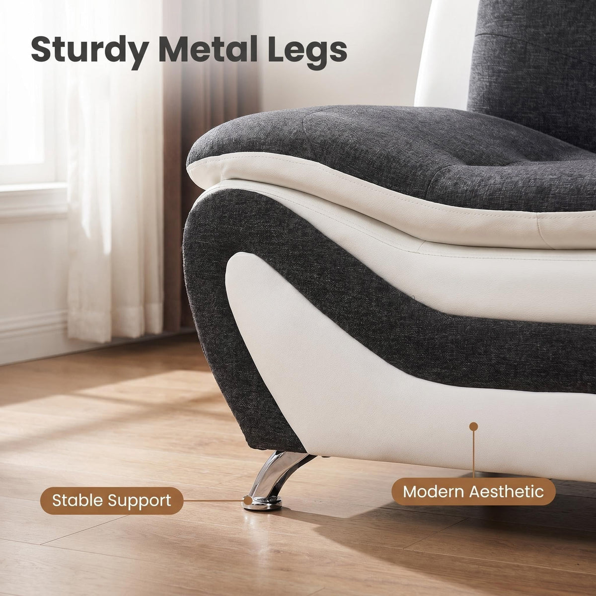Modern Faux Leather Sofa Set â 3-Piece Living Room Couch with Chrome Legs & Padded Armrests â Includes 1-Seater, 2-Seater & 3-Seater â Contemporary Lounge Furniture for Home & Office (Brown)