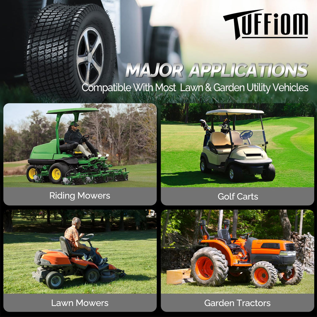 TUFFIOM 24x12.00-12 Lawn Mower Tires Set of 2, 6PR Turf Tire Lawn & Garden Tires for Garden Tractor Riding Mower, Tubeless