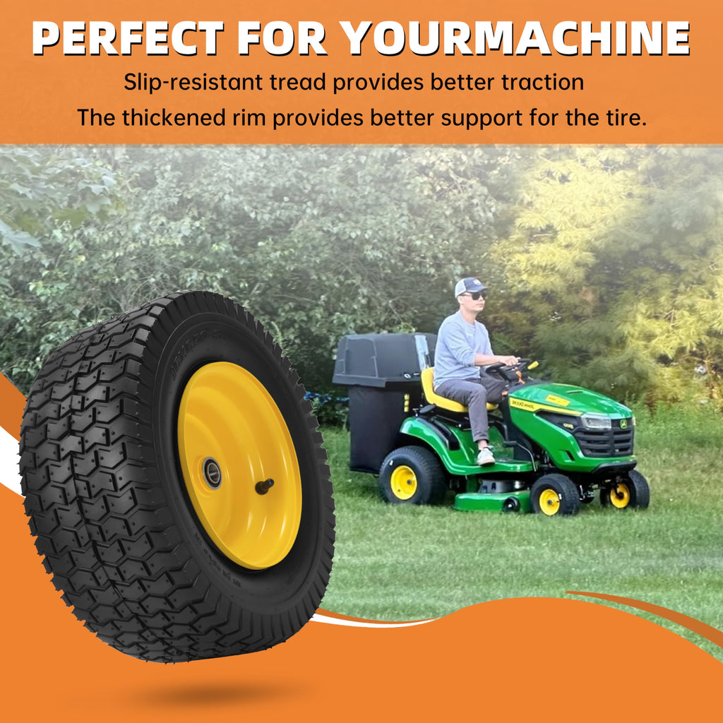 2-Pack 20x10.00-8 Tubeless Lawn Mower Rear Tire and Wheel Assembly, 4-Ply.