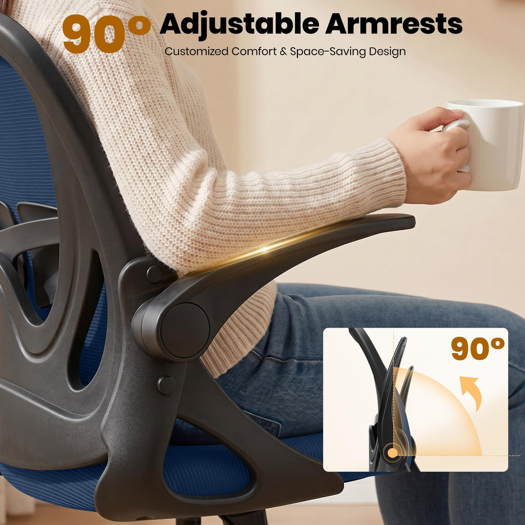 Drafting Chair Tall Office Chair with Flip-up Armrests, Adjustable Height, and Enhanced Lumbar Support - Ergonomic Rolling Stool, Back Support, and Adjustable Foot Rest Ring for Standing Desk White