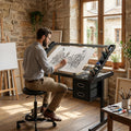XEW Adjustable Drafting Table Desk Without Stool â Multi-Functional Art Desk for Adults, Drawing & Painting Table, Artist Desk & Drafting Table, Art Table, Tempered Glass Black C