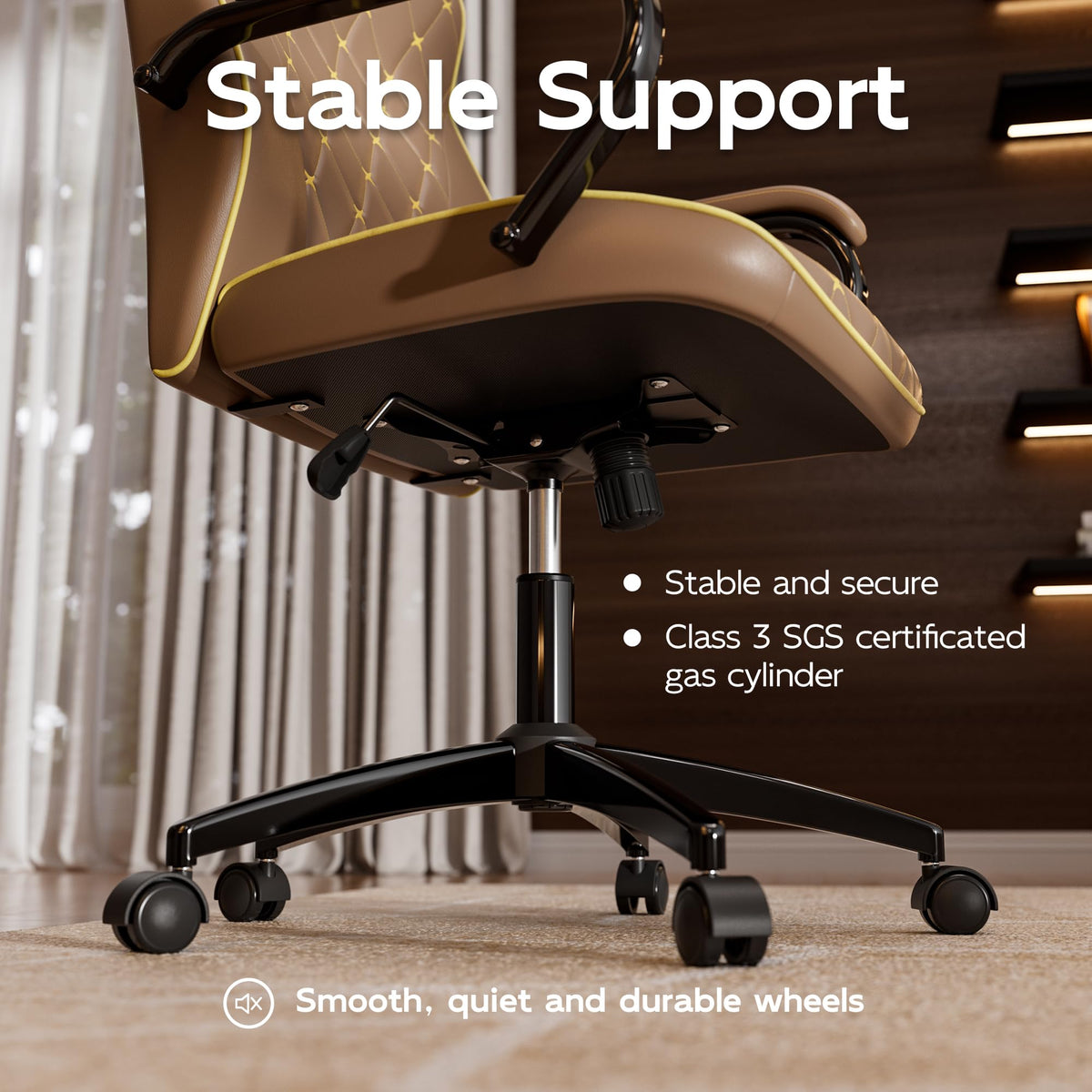 HomeZeer White and Gold Office Chair, Luxury Leather Executive Desk Chair