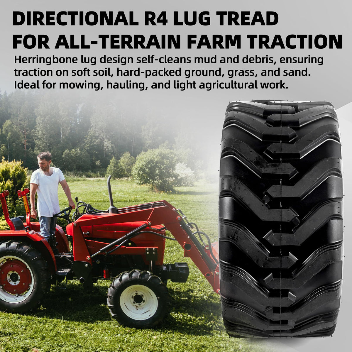 AR-PRO (2 Pack) 20x8.00-8 Lawn Mower Turf Tires, Tubeless, No Rims