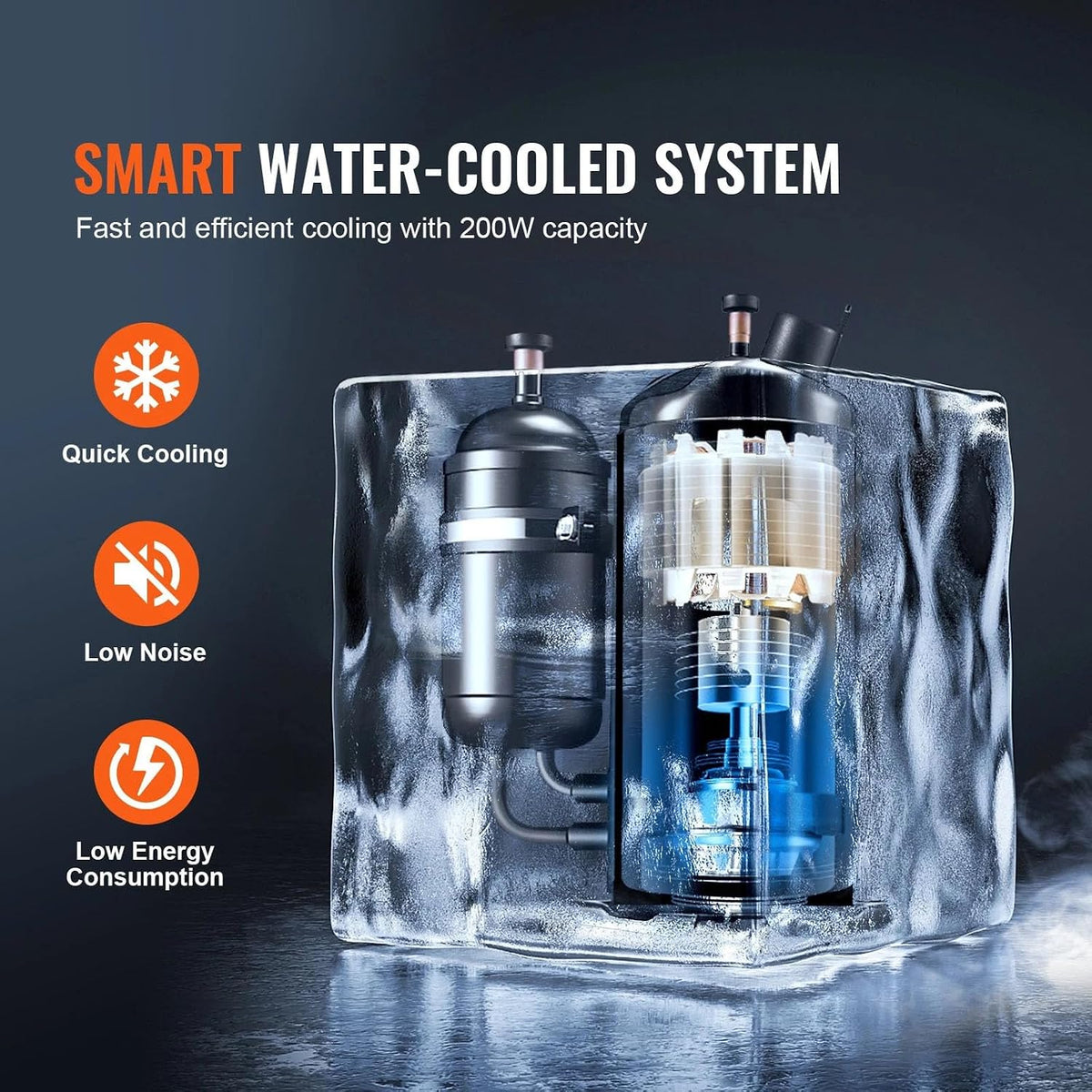 Industrial Water Chiller, CW-5200mini, 200W Industrial Water Cooler with Compressor 8 L/min Max Flow Rate, for 60W 70W 80W 90W 100W CO2 Laser Engraving & Cutting Machine