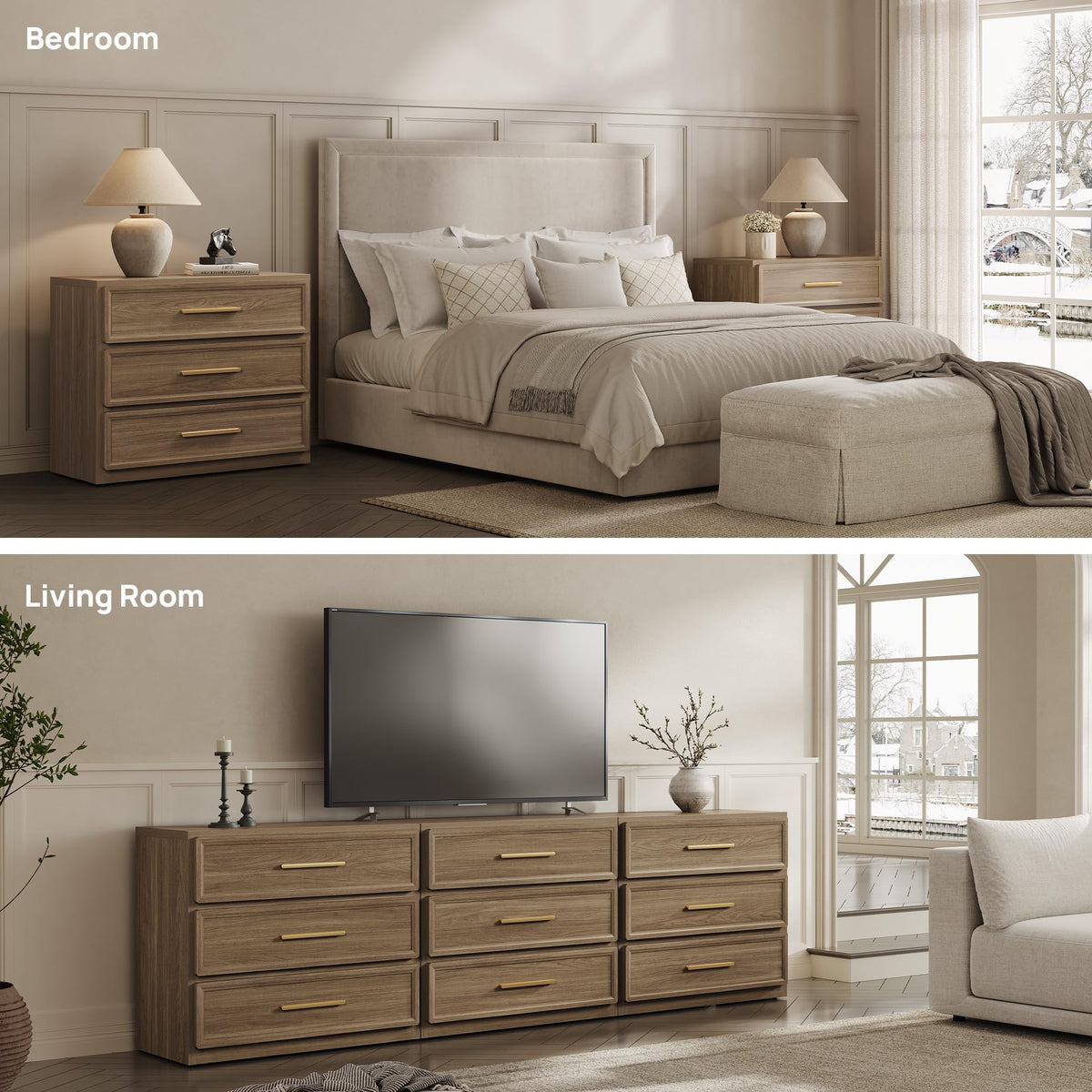 SICOTAS Oversized Night Stand Set 2 for Bedroom 31.3" Bedside Table