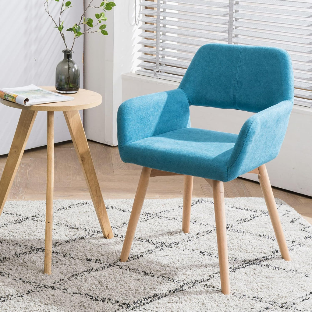 Mid Century Modern Dining Chairs Set of 2 & 4 & 6 Comfy Accent Chair Upholstered Kitchen Dining Living Room Chairs for Bedrooms Waiting Room Home Arm Desk Chair No Wheels (Beige, 2)