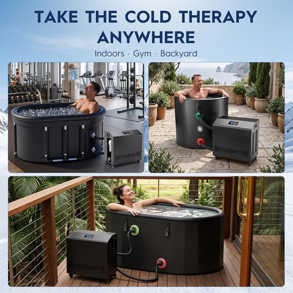 WiFi Smart 1HP Cold Plunge Water Chiller with Double Filter System