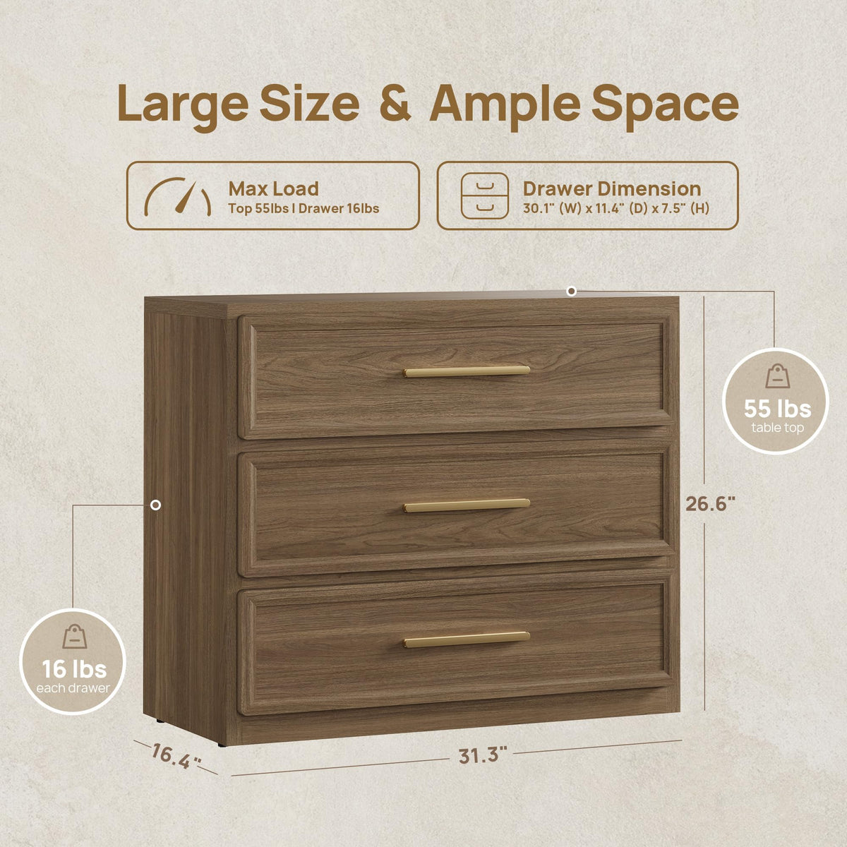 SICOTAS Oversized Night Stand Set 2 for Bedroom 31.3" Bedside Table