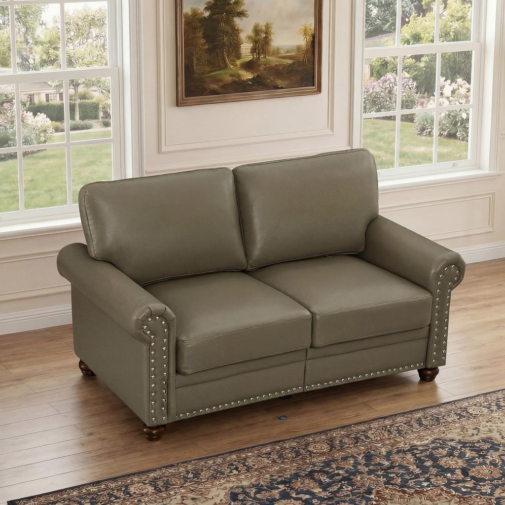 2 Piece Couch Sets for Living Room,Mid Century Modern Couch with Storage Nailhead Trim & Rolled Armrests,Deep Seat Comfy Couch,Furniture Set for Living Room,Bedroom,Office(Navy Blue,Loveseat+3 Seater)