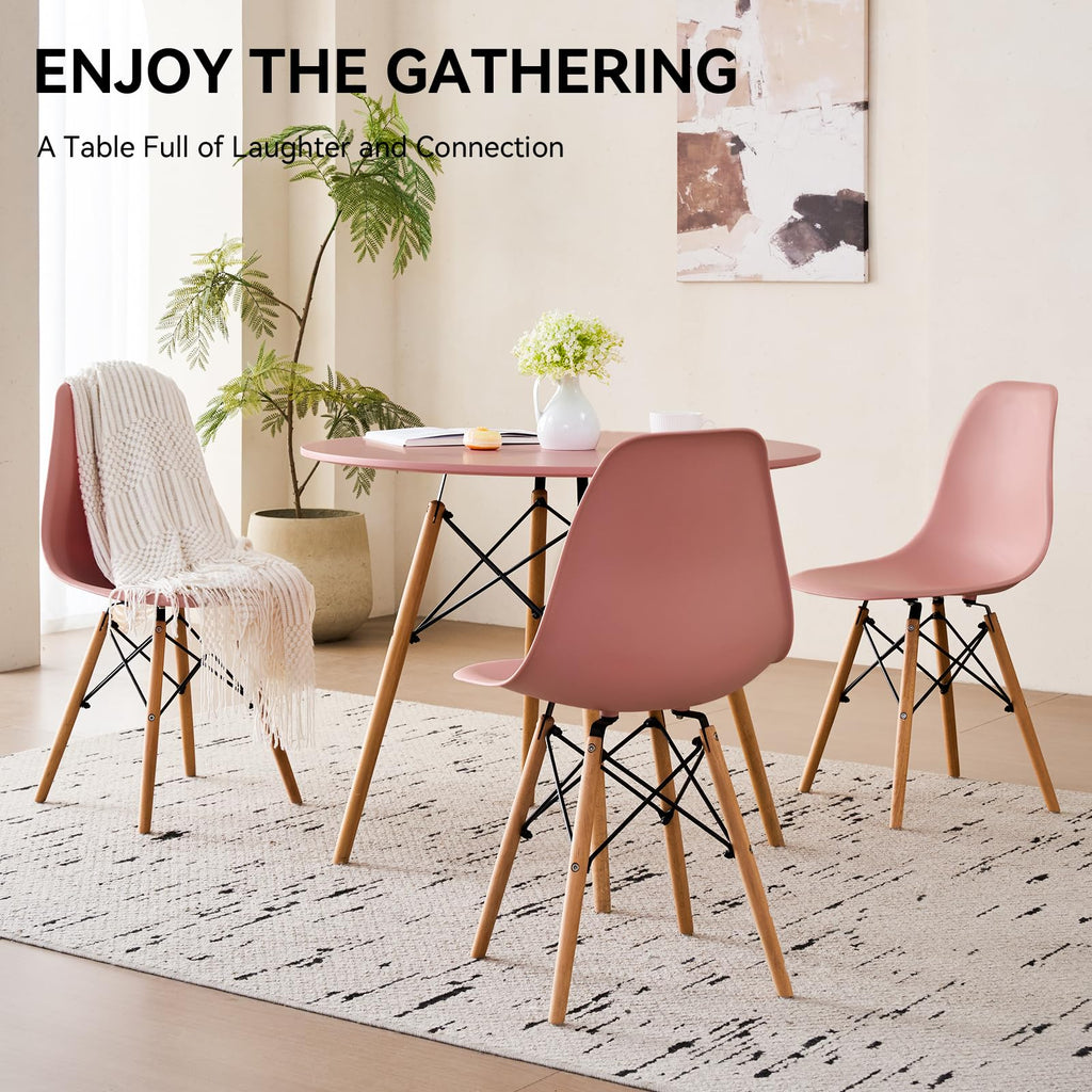5-Piece Round Dining Set, 35.5" Black Table & Light Gray Chair