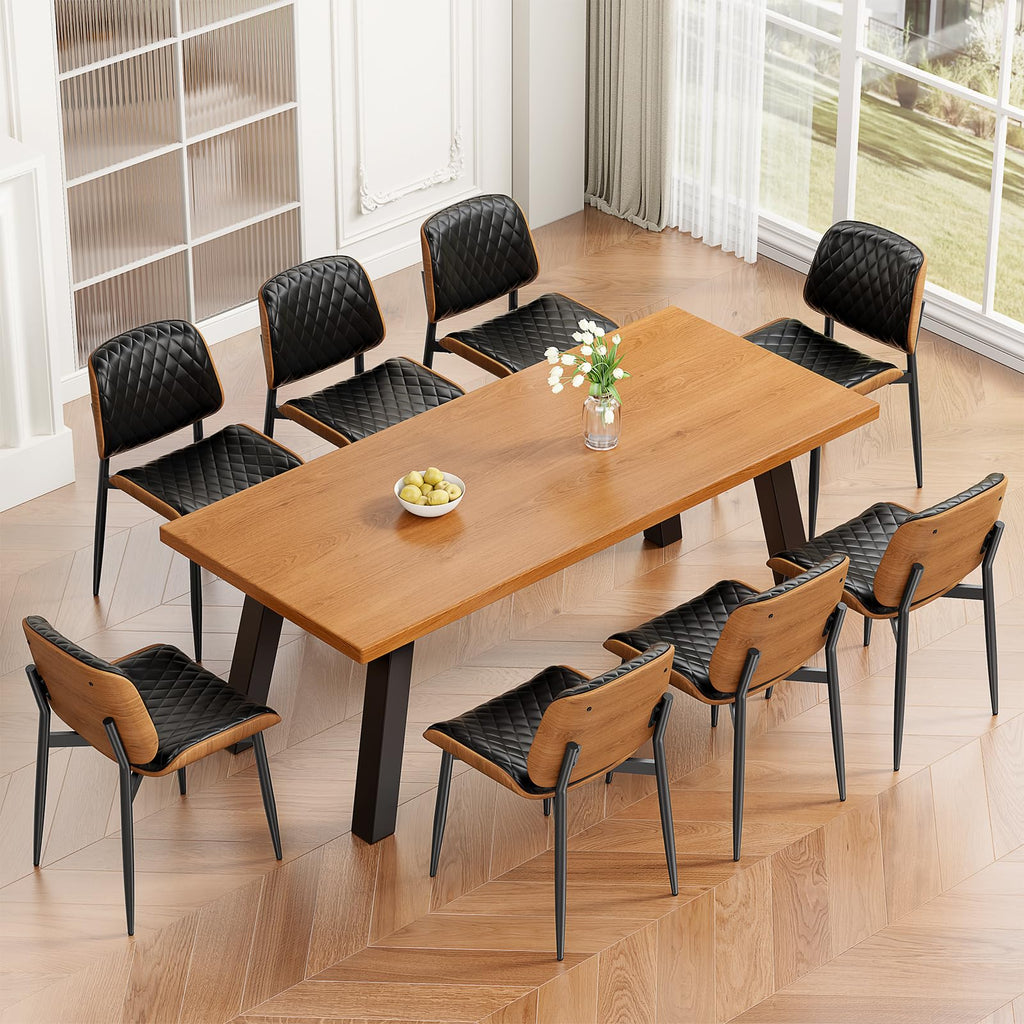 REONEY Dining Chairs Set of 4, Mid-Century Modern Kitchen Chairs, Black