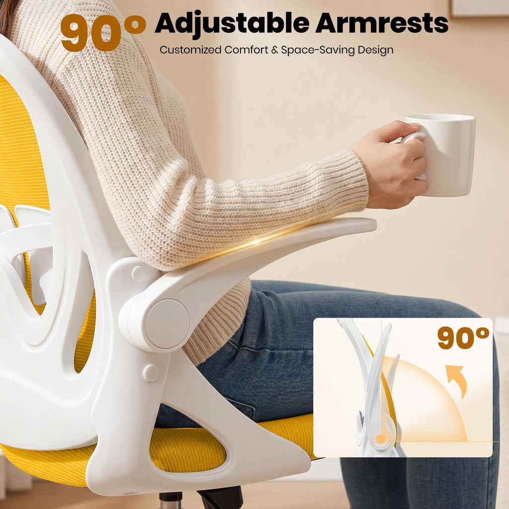 Drafting Chair Tall Office Chair with Flip-up Armrests, Adjustable Height, and Enhanced Lumbar Support - Ergonomic Rolling Stool, Back Support, and Adjustable Foot Rest Ring for Standing Desk White
