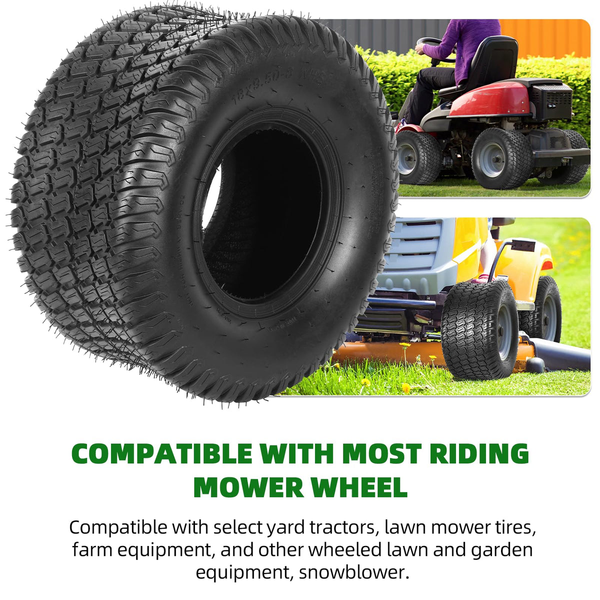 AR-PRO (2 Pack) 20x8.00-8 Lawn Mower Turf Tires, Tubeless, No Rims
