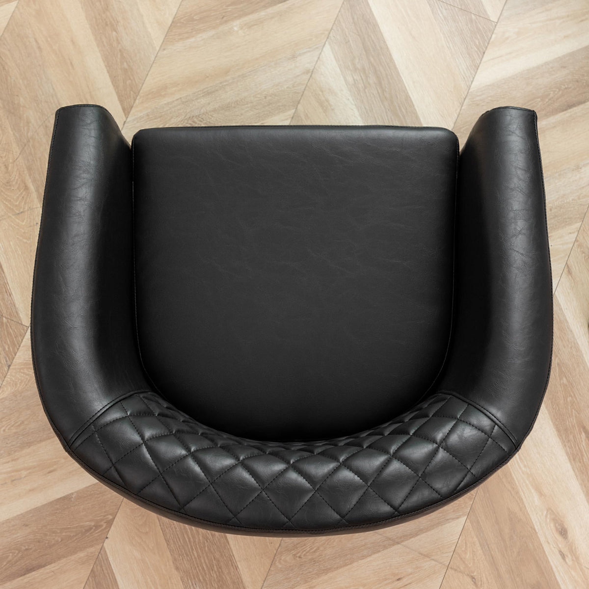 KINWELL 29" W Faux Leather Tufted PU Barrel Club Chairs Set of 2, Black