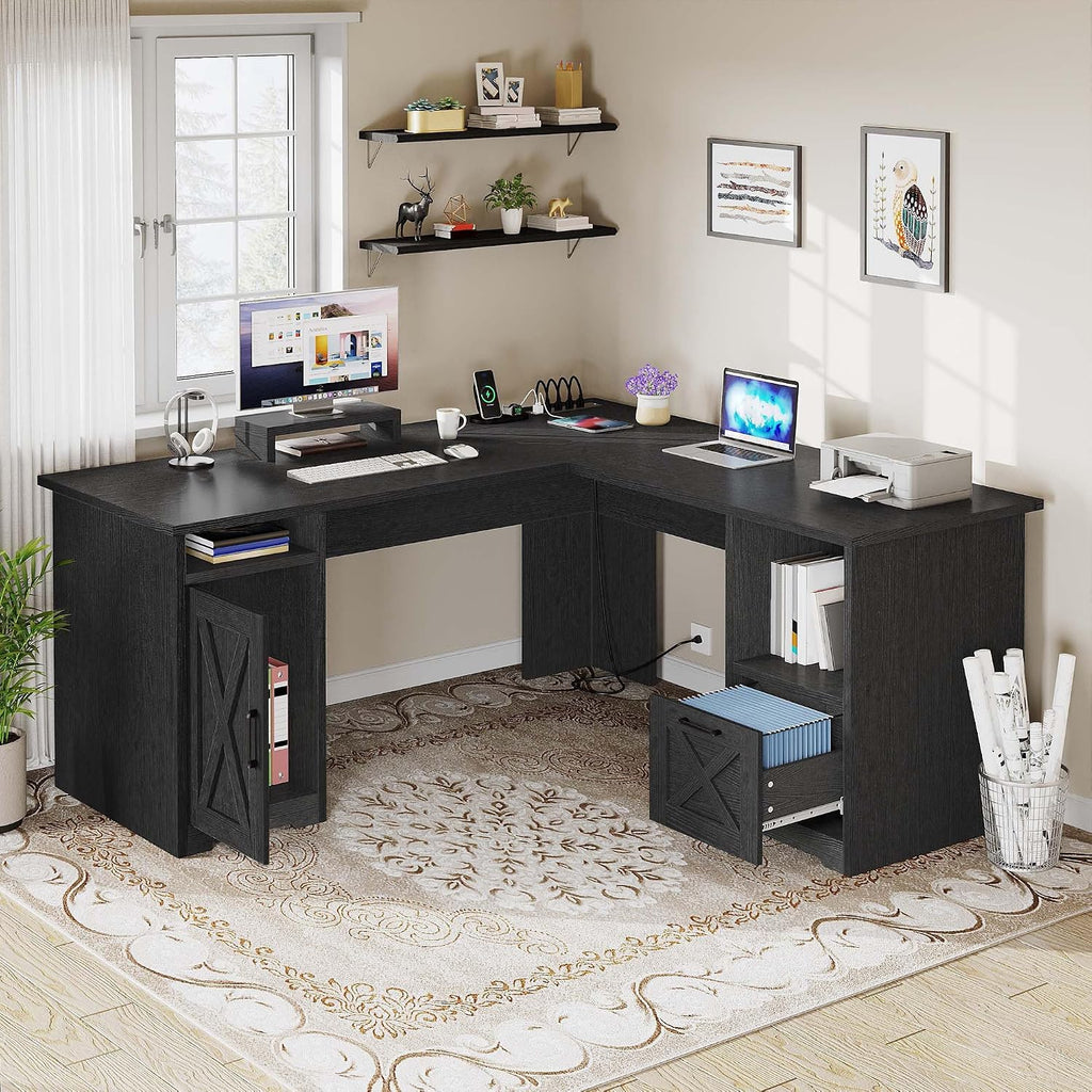 YITAHOME L Shaped Desk with Power Outlets