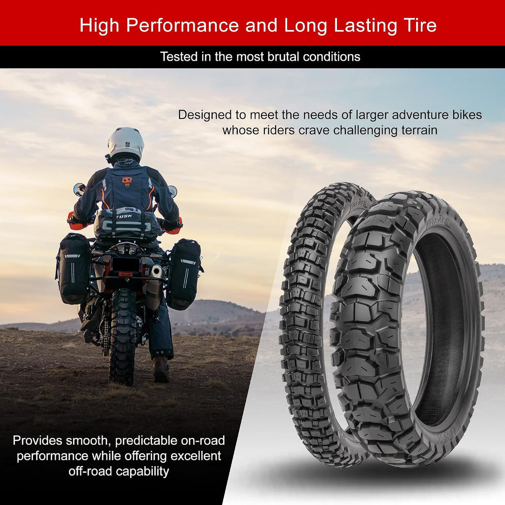 Tusk 2Track Adventure Motorcycle Tire Set â 90/90-21 Front & 130/80-17 Rear â Dual-Sport Off-Road Tires