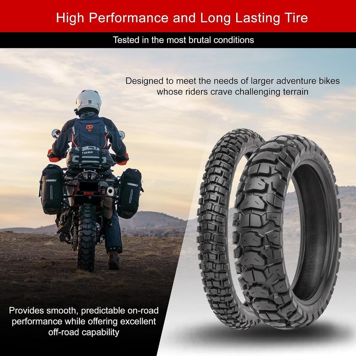 Tusk 2Track Adventure Motorcycle Tire Set â 90/90-21 Front & 130/80-17 Rear â Dual-Sport Off-Road Tires