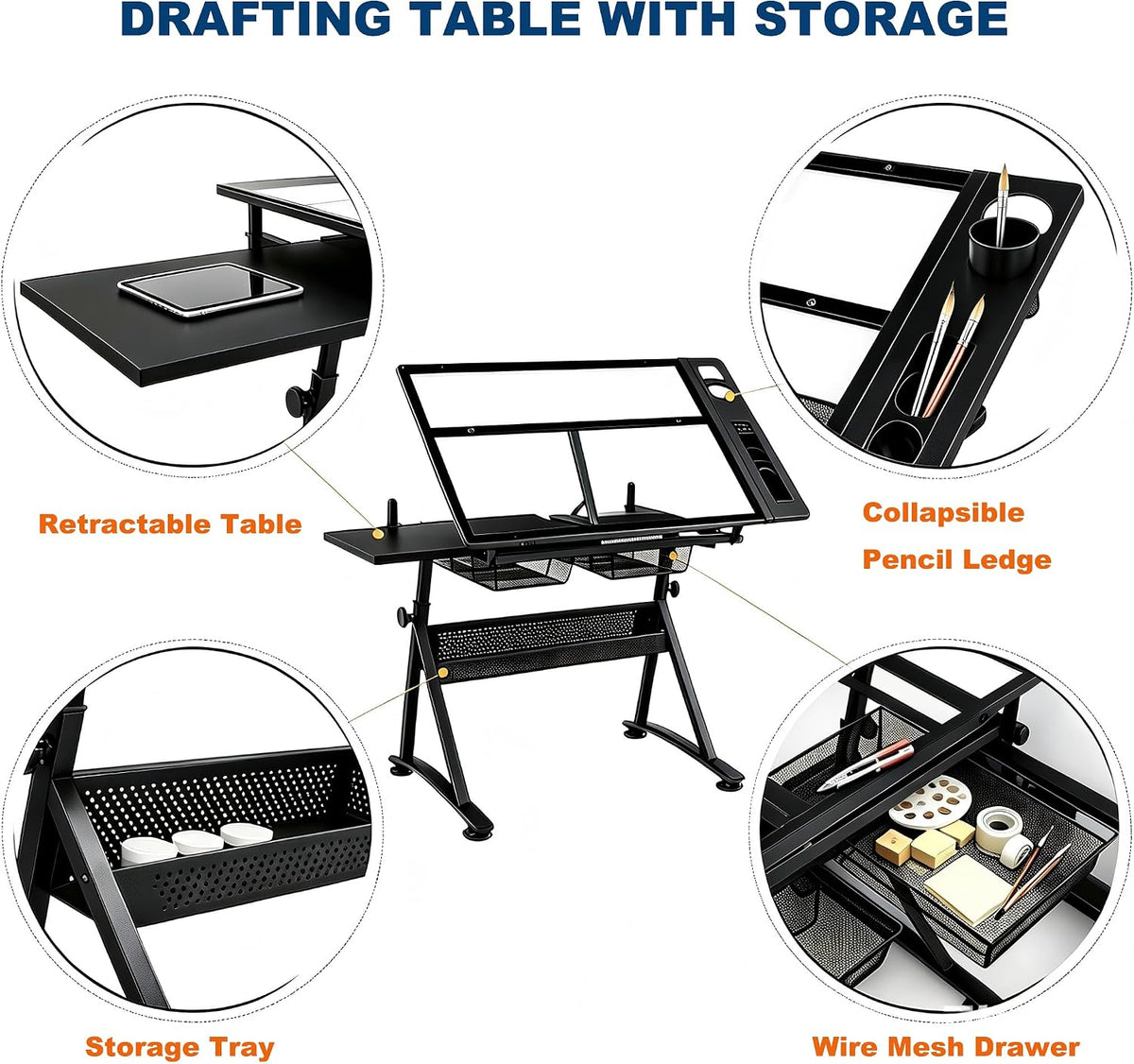 Garvee Drafting Table w/Stool, Height Adjustable Drawing Table