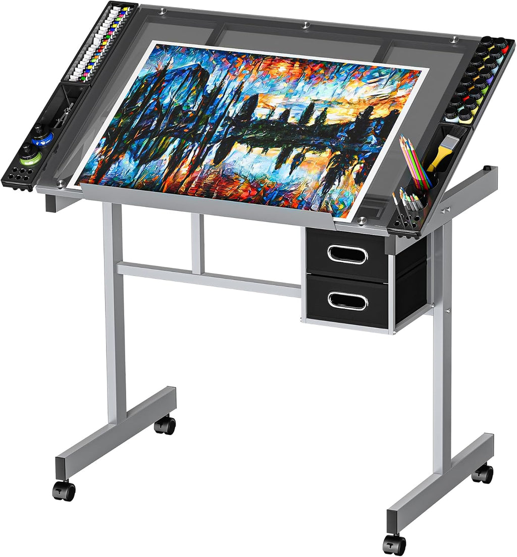 ZENY Glass Drafting Table for Artists