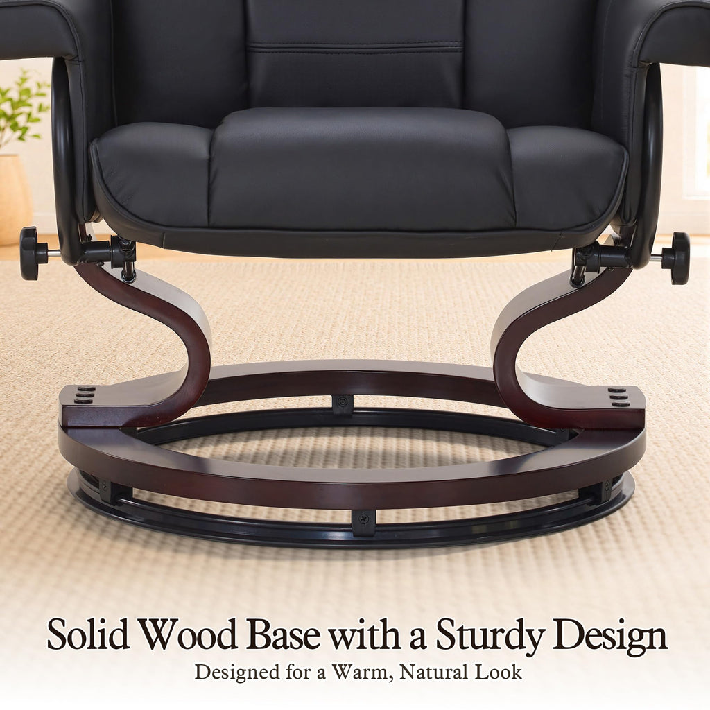 MCombo Manual Swivel Recliner with Ottoman, Faux Leather 9019