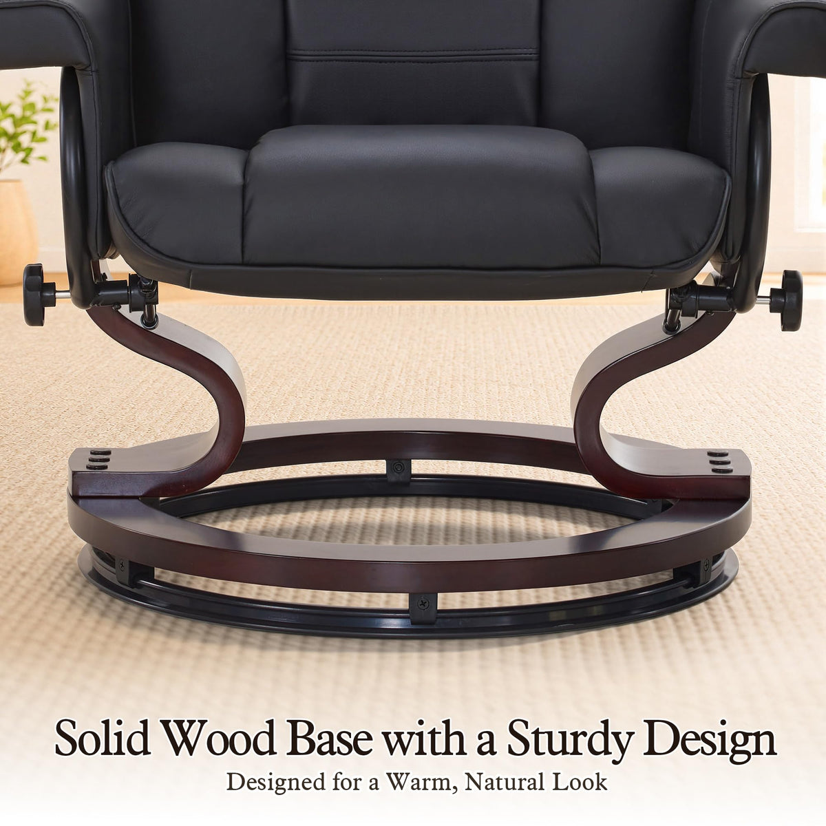 MCombo Manual Swivel Recliner with Ottoman, Faux Leather 9019