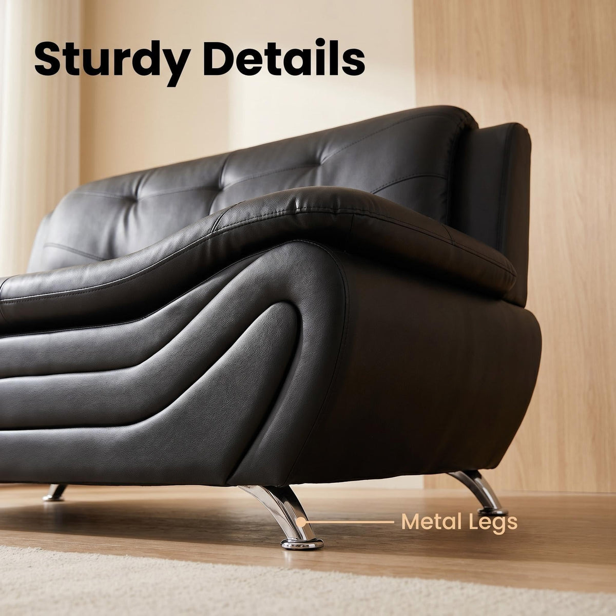 Modern Faux Leather Sofa Set â 3-Piece Living Room Couch with Chrome Legs & Padded Armrests â Includes 1-Seater, 2-Seater & 3-Seater â Contemporary Lounge Furniture for Home & Office (Brown)