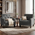 Grey Accent Chairs Set of 2, Wide Comfy Arm Chairs for Living Room, Office