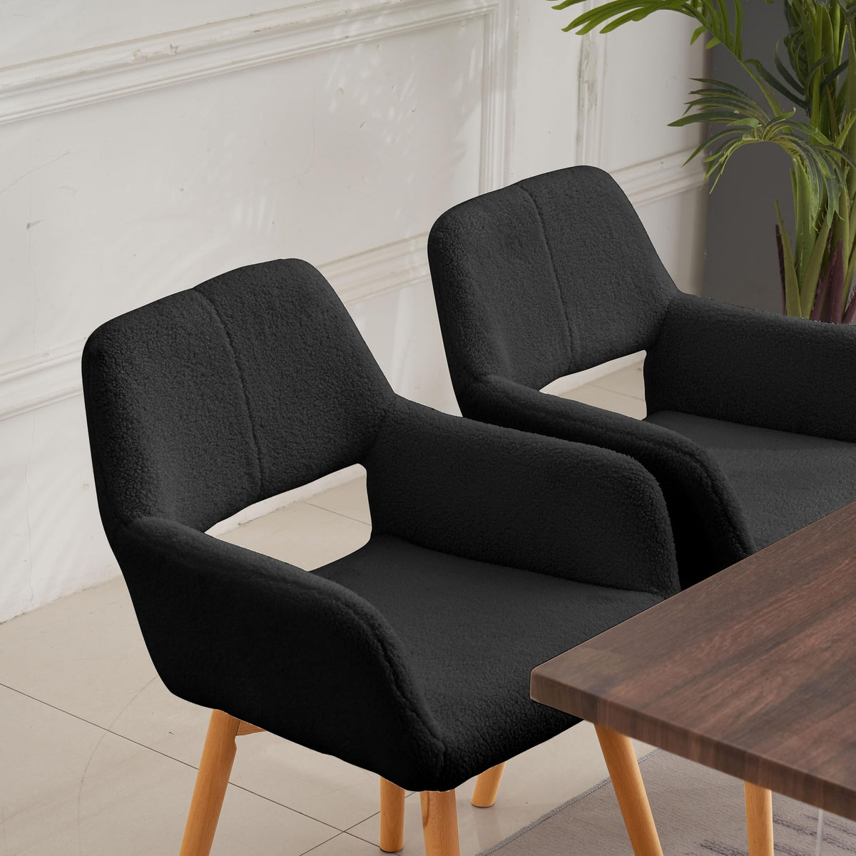 Mid Century Modern Dining Chairs Set of 2 & 4 & 6 Comfy Accent Chair Upholstered Kitchen Dining Living Room Chairs for Bedrooms Waiting Room Home Arm Desk Chair No Wheels (Beige, 2)