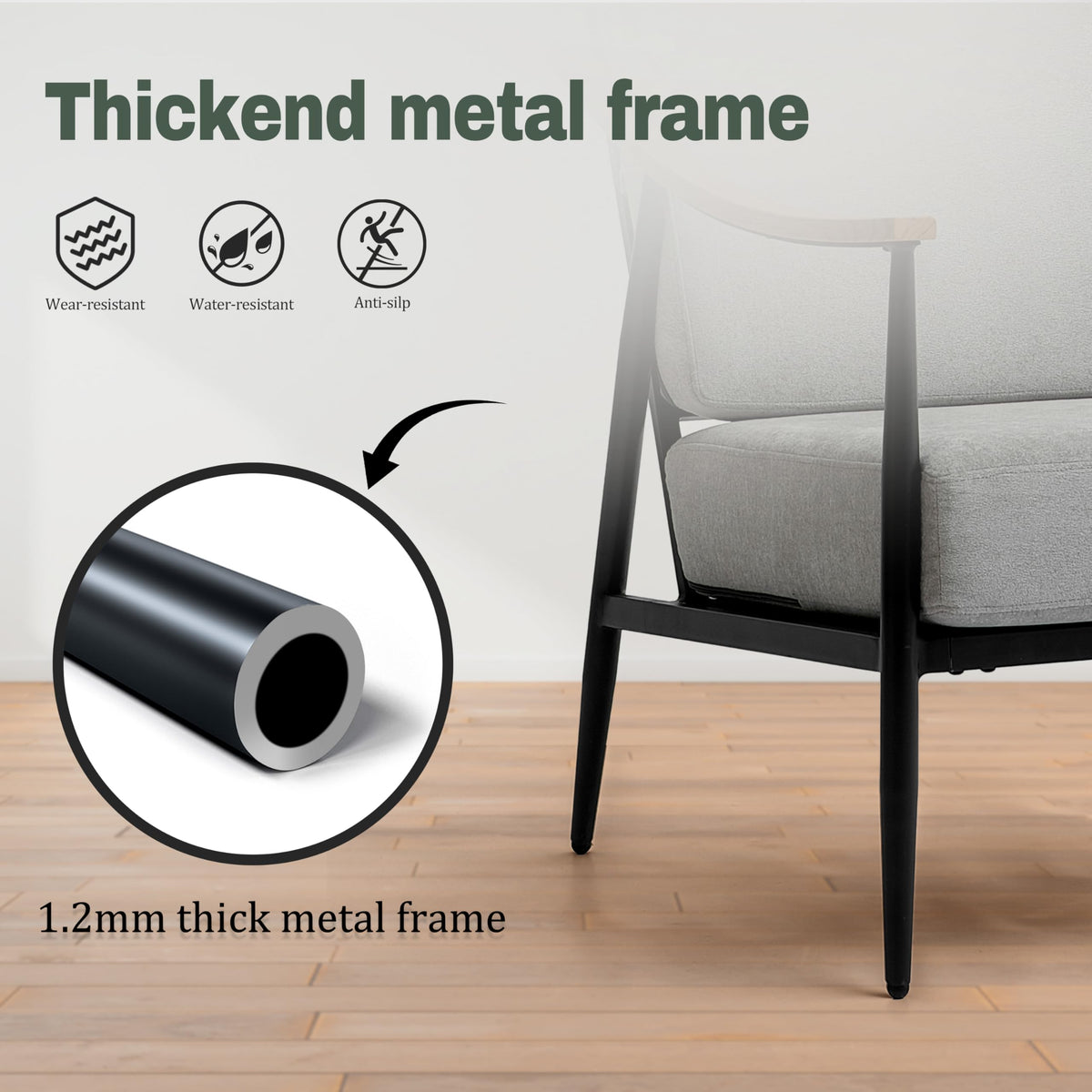 RNKSFX Modern Accent Chairs Set of 2 for Living Room Bedroom Mid Century Arm Chairs Upholstered Office Accent Chairs Comfy Waiting Room Chairs with Metal Frame, Beige