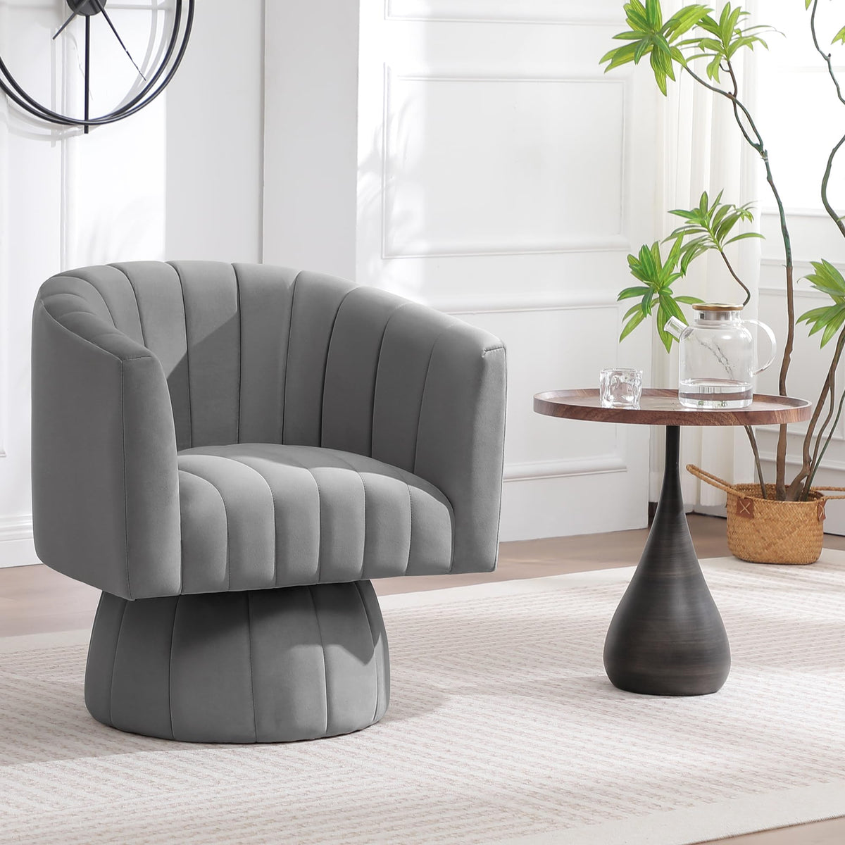 Swivel Accent Barrel Chair Set of 2, Cute Comfy Small Round 360Â° Arm Chair, Velvet Sofa Club Reading Chair for Living Room Bedroom Office Purple