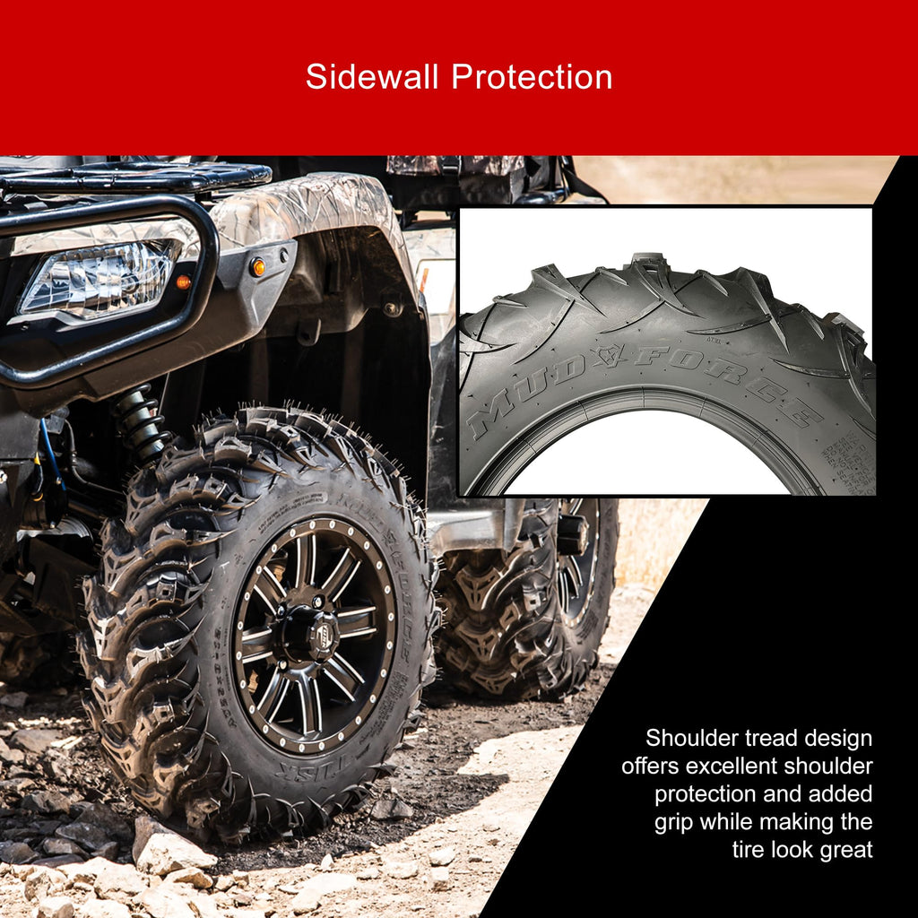 Tusk Mud Force ATV Tire Set â 25x8-12 Front & 25x10-12 Rear â Durable Off-Road Quad Tires Set of 4