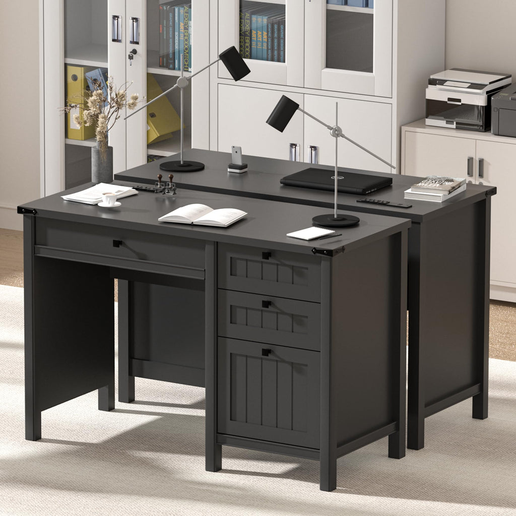 62" Executive Desk Home Office Desk with File Drawer & Cabinet