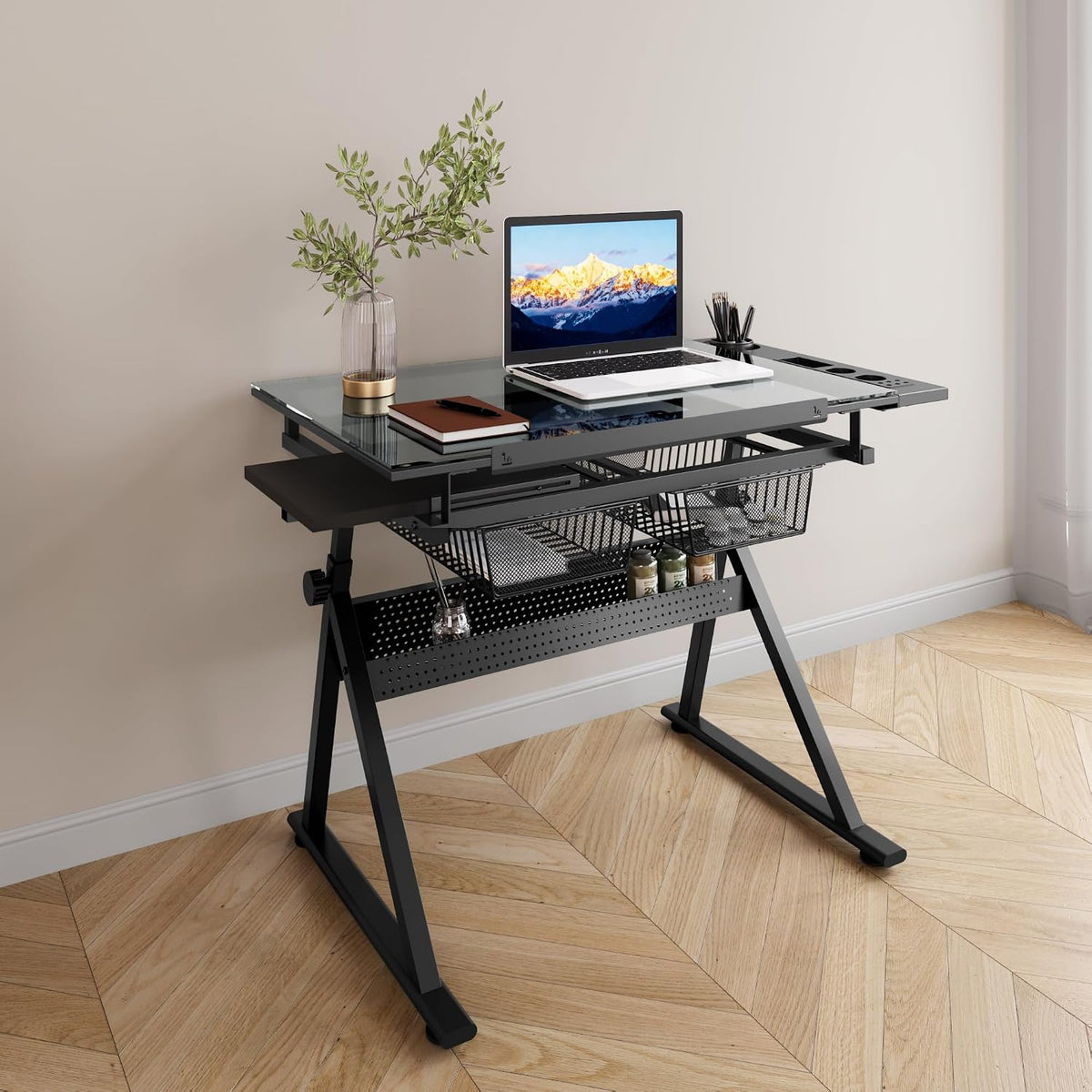 Drafting Table Desk with Storage, Art Table for Adults