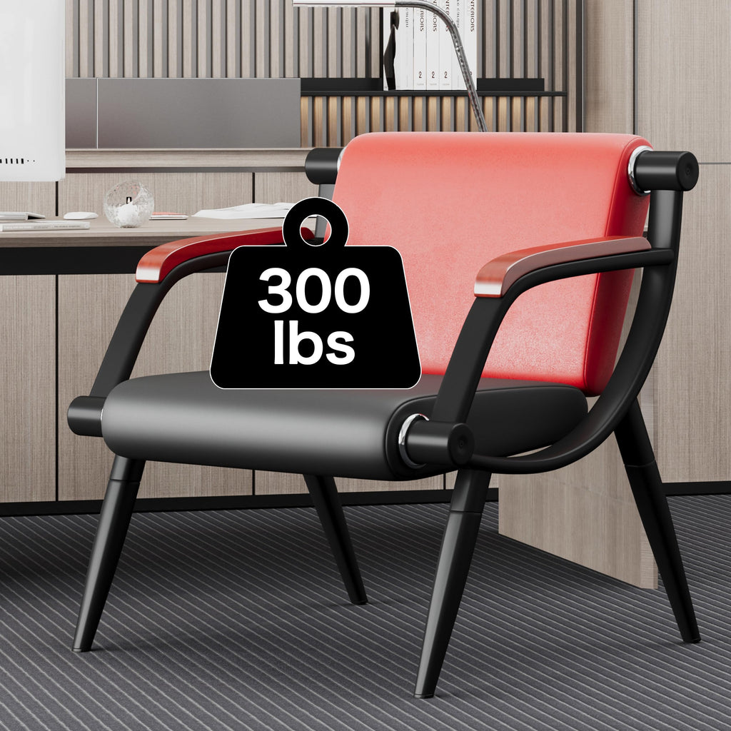wonline Waiting Room Chairs, Office Furniture Reception Chairs with Arms, Leather Chairs is Suitable for Clinic,Airport,Hospital,Barber,Salon,Bank-Black