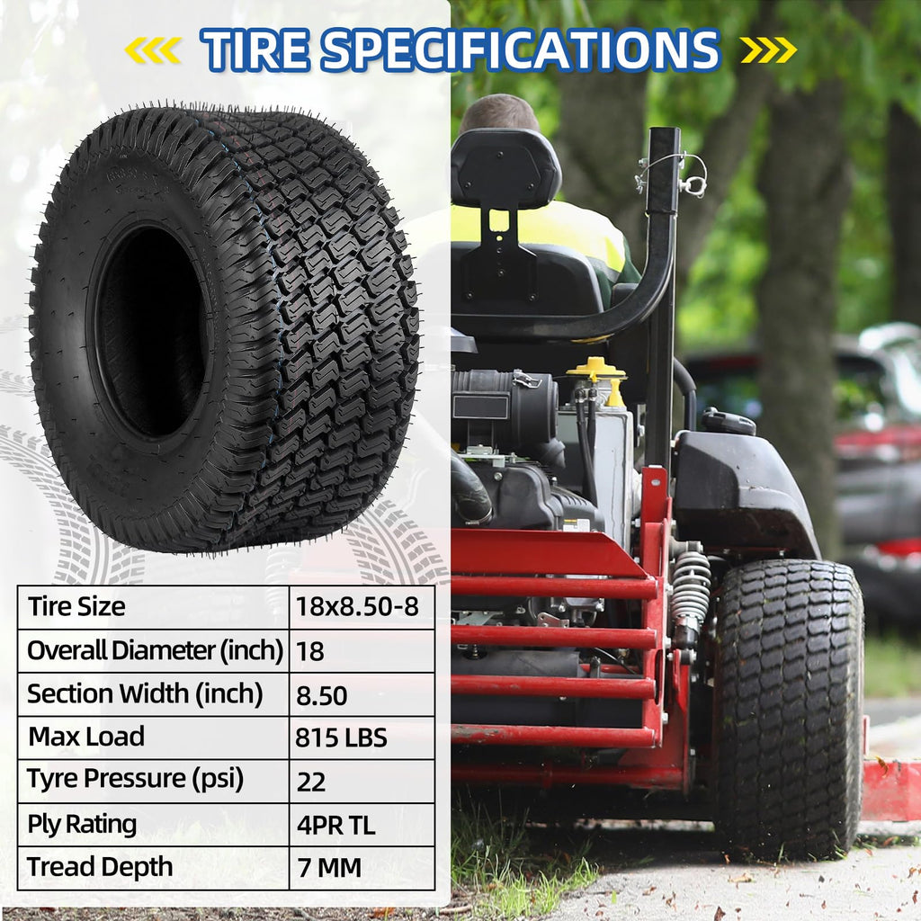 GICOOL 20x12.00-10 Tubeless Lawn Mower Tire for Riding Mower Tractor, 4Ply